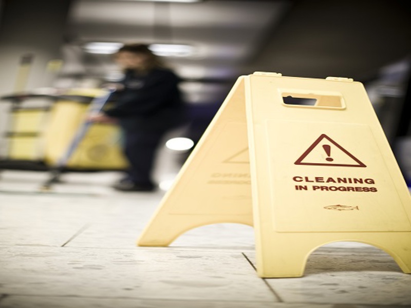 image of a cleaning in progrees sign.
