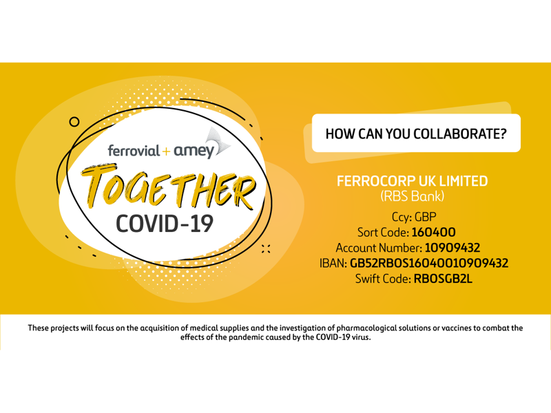 Yellow poster of Ferrovial & Amey.