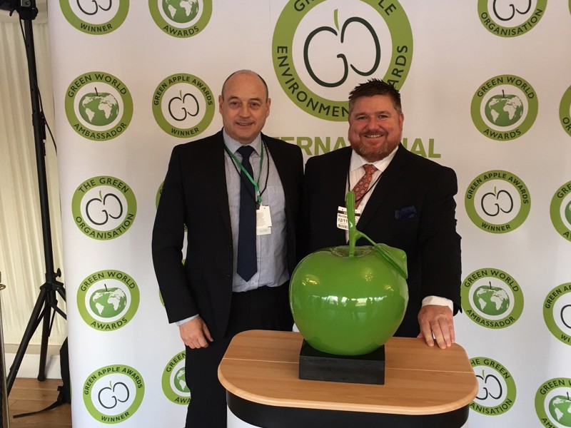 Two men at the Green Apple Awards.