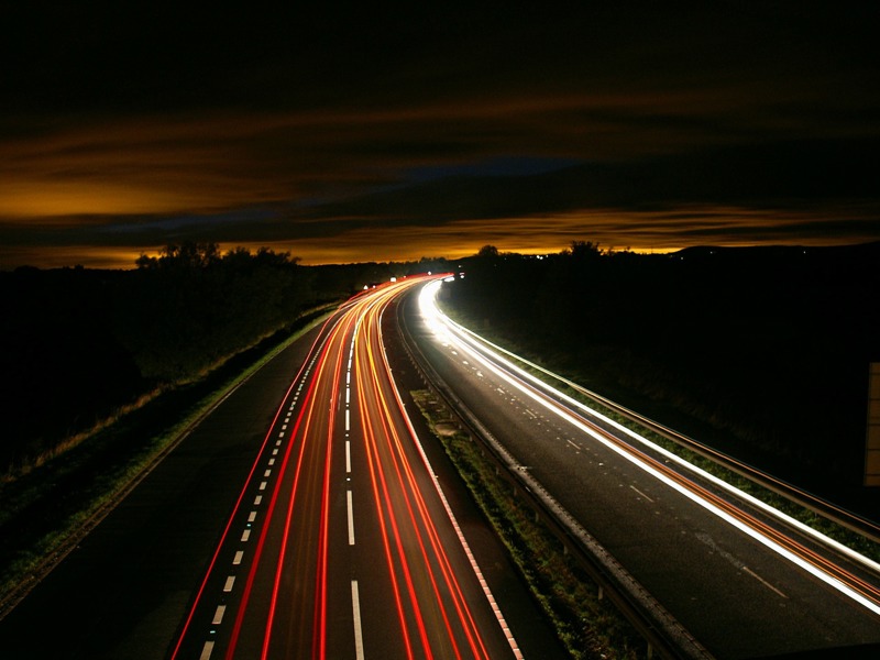 Dual carriageway at night