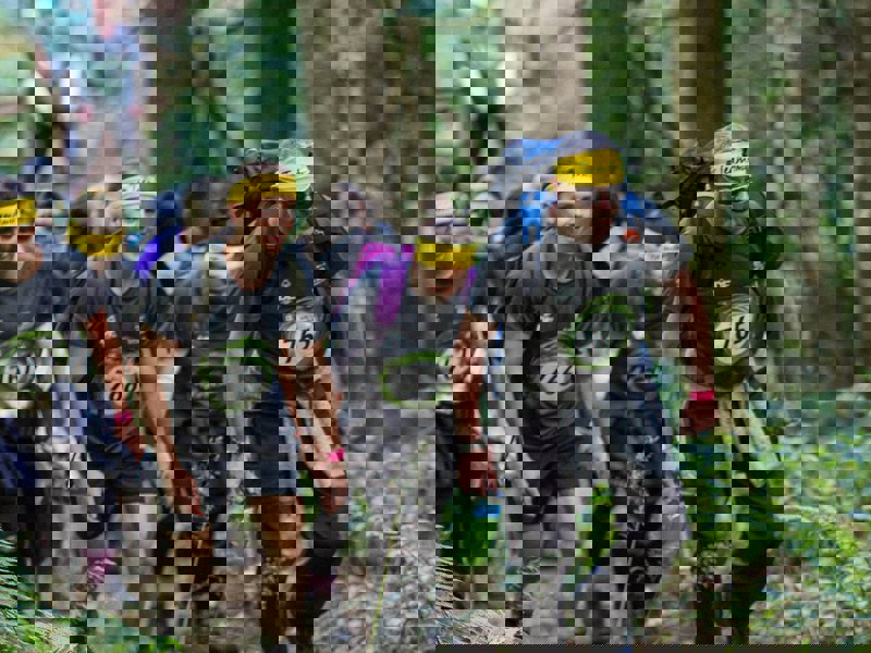 DofE group shoot of hikers in the woods.