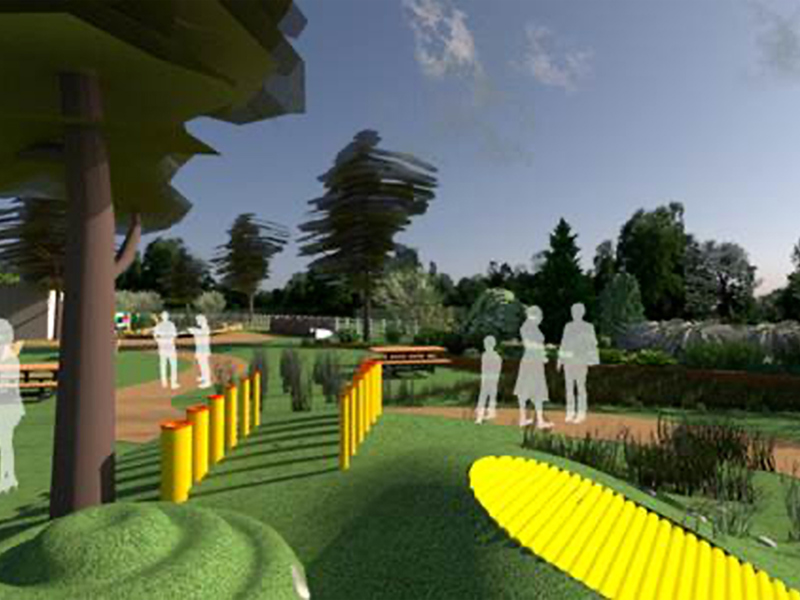 Digital image of silhouette people standing in a park.