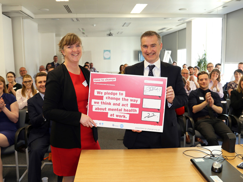 Image of Amey employees celebrating Mental Health at work.