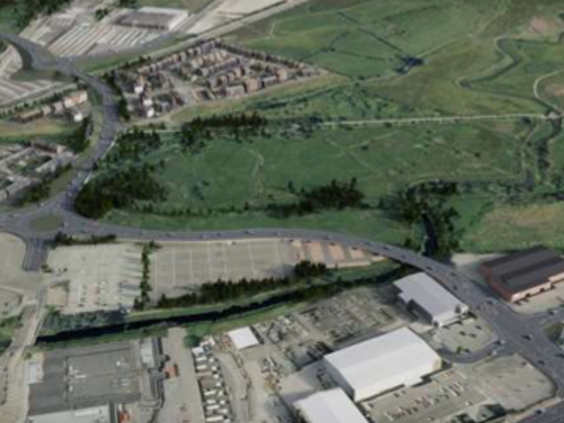 An ariel view of an industrial estate. 