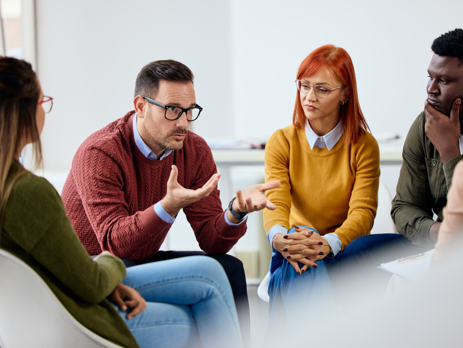 Group of people connecting with each other