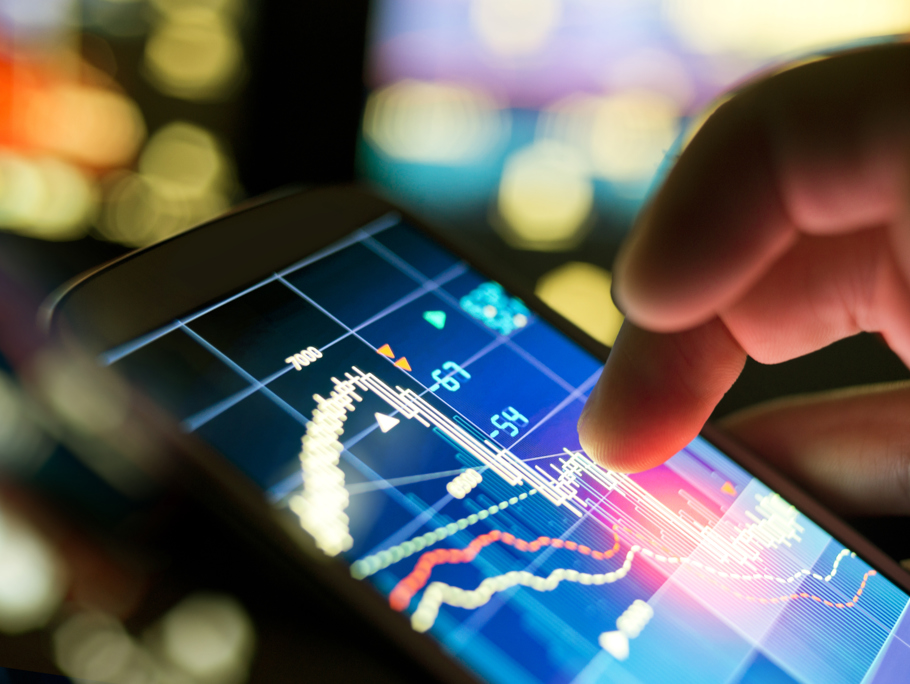 Up close image of graphic data on a mobile device.