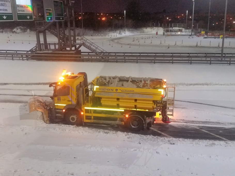 Image from height of a gritter in the snow