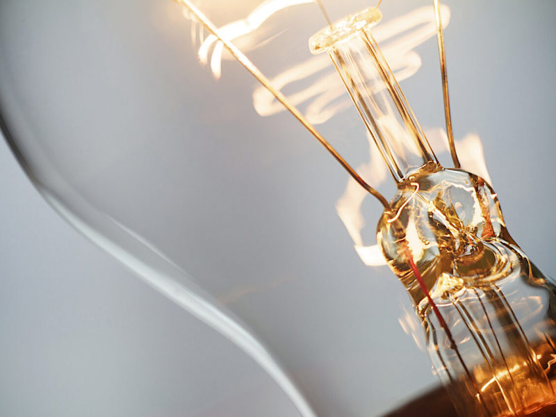 Close up image of a lightbulb filament 