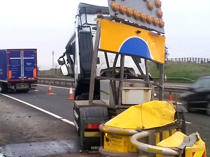 A image of an accident on the road.