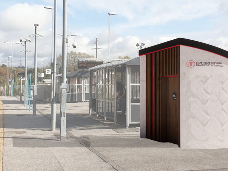Image of a train platform in Wales.