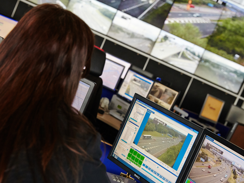 An image of a traffic surveillance centre.