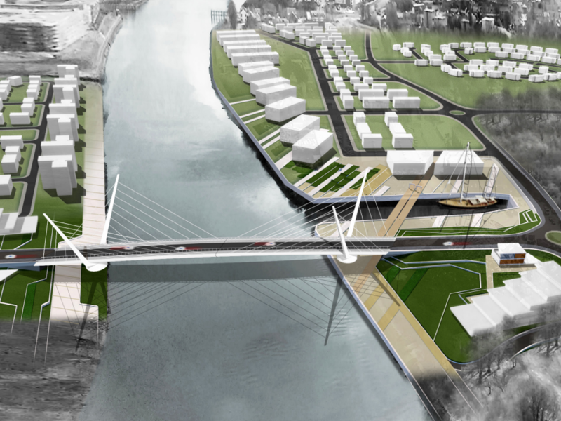 ariel view of the river clyde.