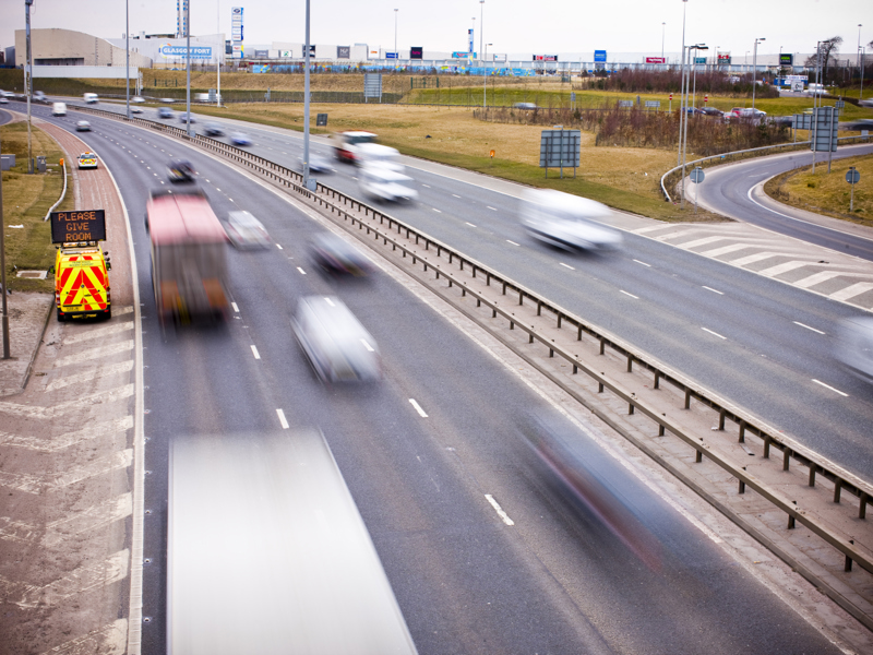 sped up image of a highway.