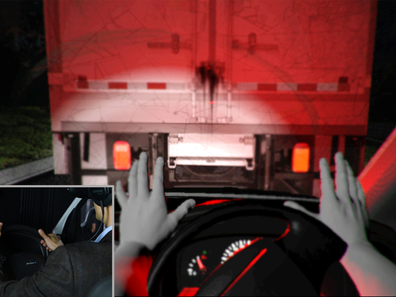 Image of a driving simulator of a motorway.